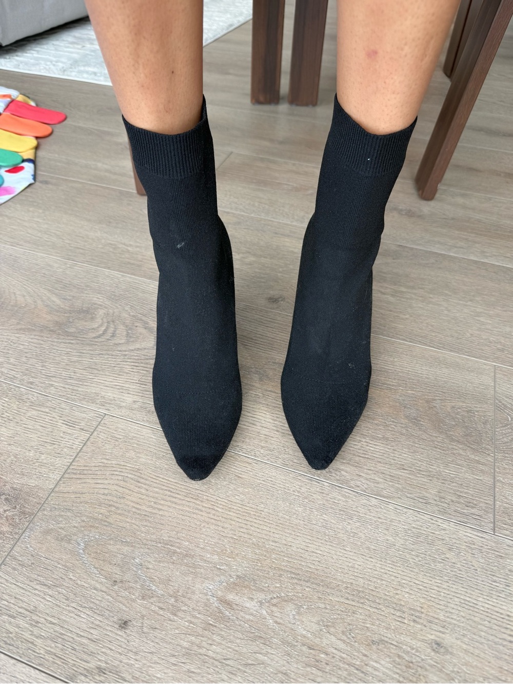 Steve Madden Black Pointed Toe Sock Booties